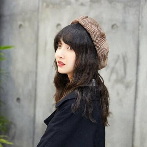 Plaid Beret Female Autumn Winter Fashion Hats for Women Casual Octagonal Cap Knit Lady Girl Berets Hat Female Painter Hat