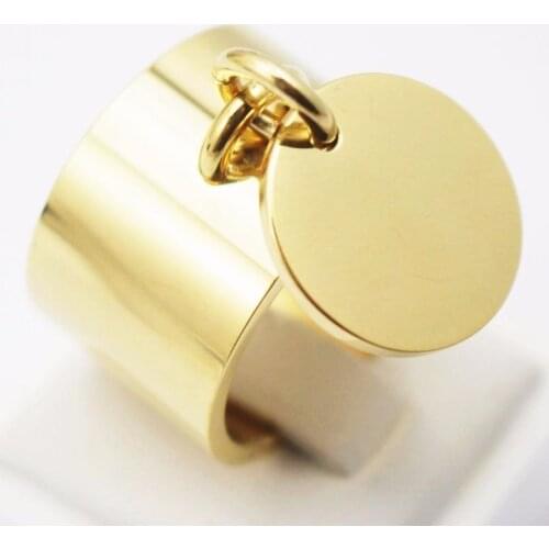 Oval Geometric Pendant Ring Women Fashion Jewelry Stainless Steel O Charm Finger Ring Size 7 10 11 6 9 8