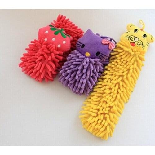1PC Kids Baby Hand Towel Soft Cartoon Chenille Hanging Wipe Bathing Towel Kitchen Bathroom Cleaning Cloth Easy Dry OK 0084