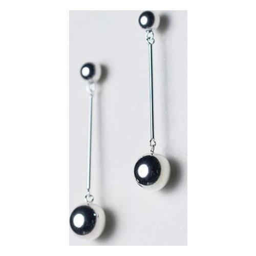 100% Real. 925 Sterling Silver Fine Jewelry Smaller& Bigger polished Round Ball Geometric Dangle Earrings Long gtle1772
