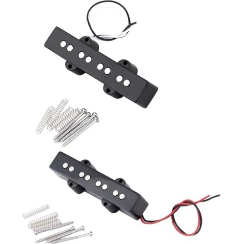 2 Pcs Pro Electric Bass Open Type Noiseless Bridge Pickup for 4 String Jazz Bass Jb Style,Black (95X18.3Mm with 92X18.3Mm)