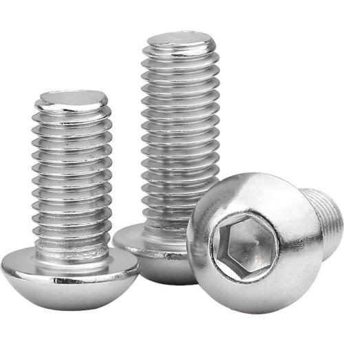 5-50pcs ISO7380 M2 M2.5 M3 M4 M5 M6 304 A2 Round 304 Stainless Steel Screws Hex Socket Button Head Allen Bolt Mechanical Screw