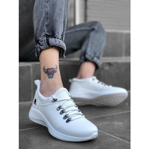 BA0601 Laced Casual High Base White Casual Male Sports Shoes