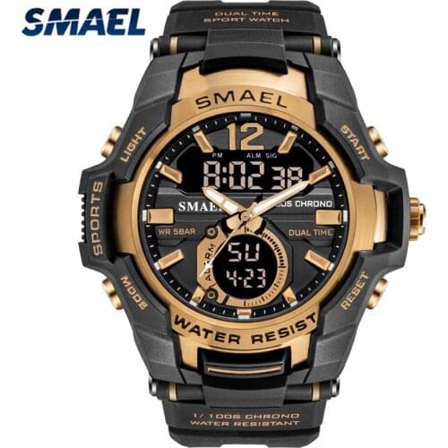 Smael Luxury Brand Men Quartz Watches LED Digital Display Men Shockproof Date Watch Waterproof Luminous Sports Relogio Masculino