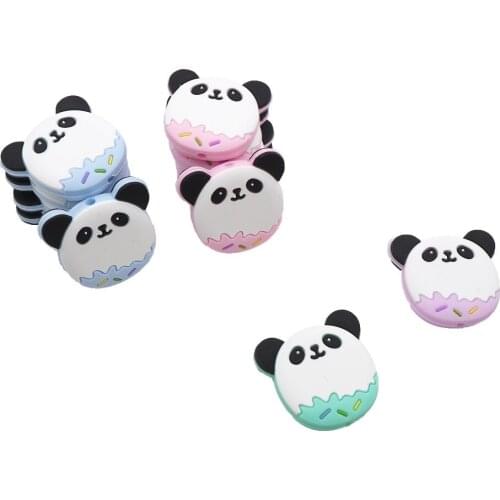 Chenkai 5PCS Panda Shaped Baby Silicone Beads Teether Baby Cartoon Teething For DIY Baby Necklace Pendant Bracelet Accessories