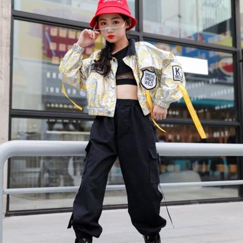 ChildrenS Hip-Hop Clothes Silver Glittering Costumes Girls Jazz Dance Costumes Street Dance Performance Stage Clothes DQS6538