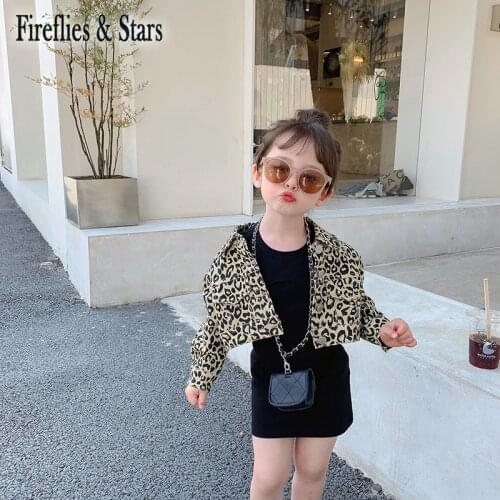 Spring Autumn Girls 2 Pcs Set Baby Dress + Short Jacket Kids Suits Children Fashion Clothes Leopard Print Cotton 1 To 7 Yrs