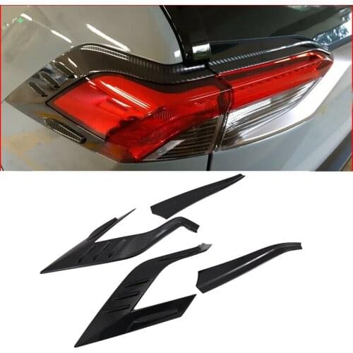 For Toyota RAV4 2019 2020 ABS Chrome Rear Tail Light Cover Carbon Fiber Style Exterior Rear Lamp Hoods Accessory 4pcs
