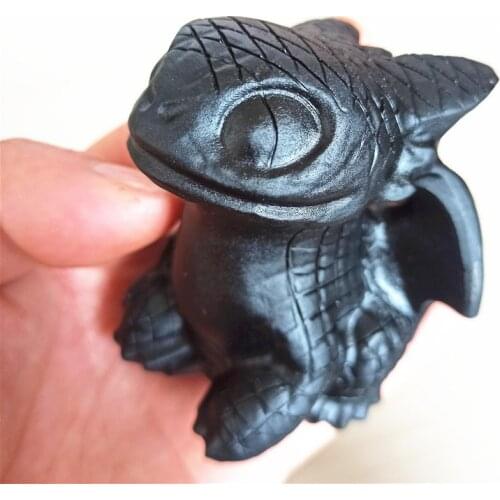 Drop Shipping Natural Obsidian Quartz Toothless Dragon Hand Carved Crystal Polished Quartz Healing Stones Gemstones