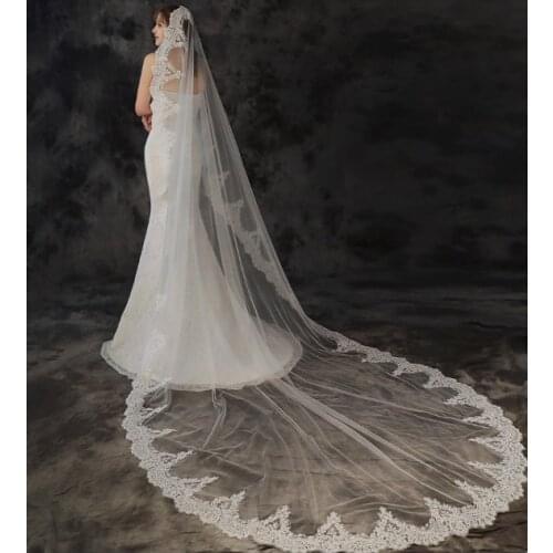 Elegant Cathedral Wedding Veil,Long Lace Veil,Church Wedding Veil,Bridal Veil,One Tier Lace Veil,White Ivory Veil