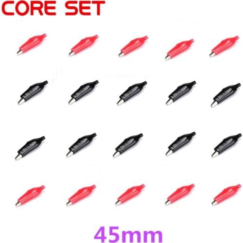 20PCS/Lot 45MM Alligator Clip Probe Metal Crocodile Electrical Clamp For Testing Meter Black And Red With Plastic Boot