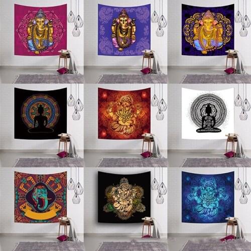 Indian Elephant Mandala Wall Hanging Multifunctional Tapestry Boho Printed Bedspread Cover Yoga Mat Blanket Wall Tapestry