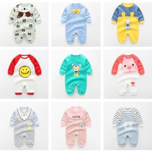0-3Y Baby Boys Girls Rompers Cotton Long Sleeve Cartoon Printed Newborn Jumpsuits Infant Clothing Autumn Spring Baby Clothes