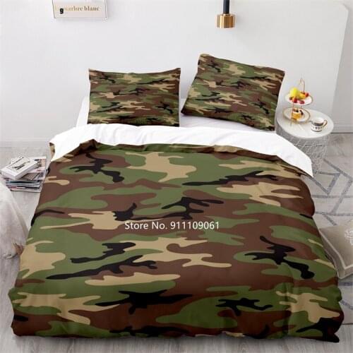 2-3 Piece Camo Style Bedding Set Military Theme Duffle Cover Pillowcase Luxury Home Kit for Boys and Girls Student Bedroom Decor