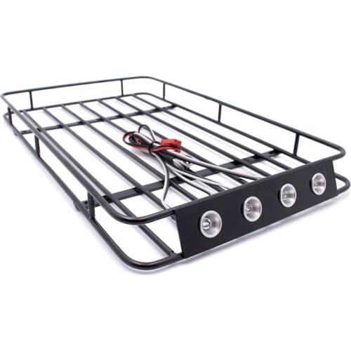 KYX Racing Metal Roof Rack 235*140*20mm with LED Lamps Lights for RC Crawler Car