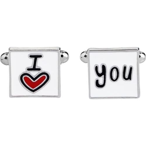 New Fashion Cufflink Men I Love You Design Good Husband Cuff Link Men Shirt Charm Zinc Alloy Cufflinks Wholesale Jewelry