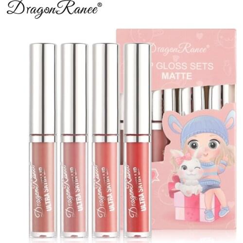 4PCS New Lip Glaze Liquid Lipstick Matte VelvetWaterproof Long-lasting Lip Gloss Non-stick Cup Makeup Cosmetics TSLM1