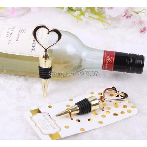 2016 New Arrive Gold color zinc alloy heart wine stopper wedding favors and giveaway gifts party return goods for guest