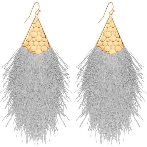 New Trendy Big Statement Tassel Dangle Earring Fringed Tassels Statement Earrings for Women