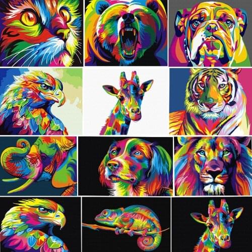Paintmake Animal DIY Painting By Numbers Drawing Kits tiger Oil Hand Painted On Canvas For Home Decor Art Picture gifts