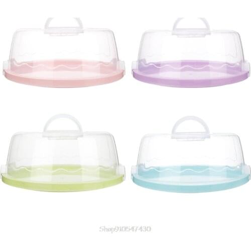 Portable Plastic Round Cake Box Cupcake Dessert Container Case Sealing Handheld Carrier Wedding Birthday Supplies D24 Dropship