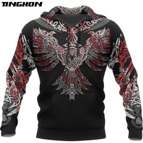 Viking Huginn Pullover Hoodie for Men/Women Harajuku Fashion hooded Sweatshirt Raven Tattoo Casual Jacket sudadera hombre