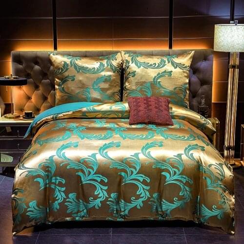 Luxury jacquard quilt cover set, Fine floral pattern bedding set, quilt cover sheet & 2 pillowcases,medium size double bed
