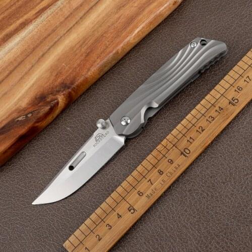 HIZEN-TIC Folding AUS10 Steel Blade Sharp High Hardness Titanium Alloy Handle Tactical Hunting Self-defense EDC Tool Gift Knife
