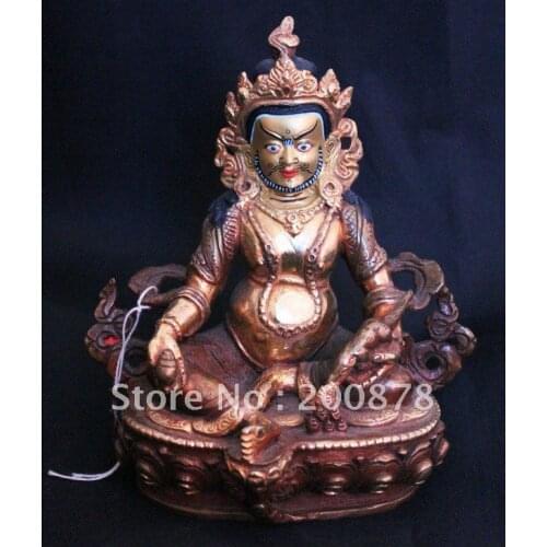 TBC895 Nepali old Brass Buddha Status,Yellow Jambhala,5'',low MOQ,Free ship