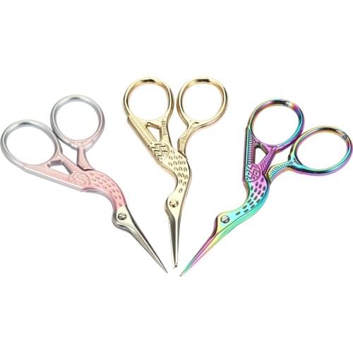 Stainless Steel Vintage Classic Embroidery Scissors Nail Art Stork Crane Bird Scissors Cutters Tools Nail Cuticle Styling Tool