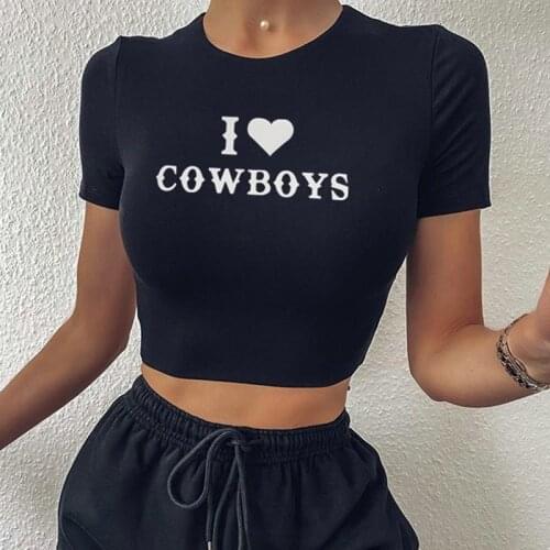 Women Letter Printed T-Shirt Short Sleeve Round Neck Slim Fitting Crop Top Summer Sexy Heart Graphic Wild Casual Shirt