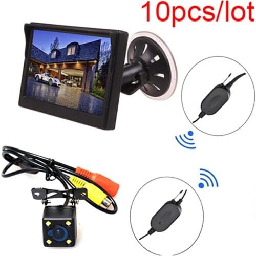 10pcs Wireless Car Auto 5 inch HD Monitor LCD TFT + Backup Camera Reverse Parking Kit LED Night Vision CCTV Safety Surveillance