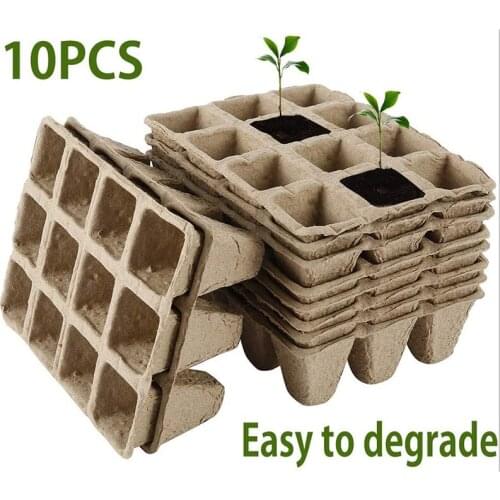 10Pcs And 12 Hole Hot Sale Seed Growing Tray Biodegradable Paper Pot Plant Seedling Herb Seed Nursery Cup Kit Garden Supplies