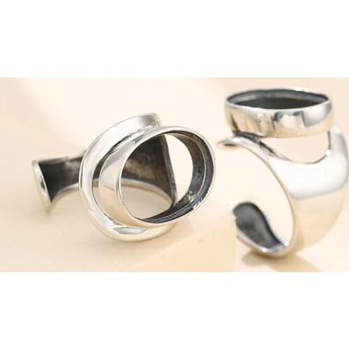 14*19mm 925 STERLING SILVER mens Semi Mount Bases Blanks base blank Pad VINTAGE ring Setting set jewelry (without stone) A5476