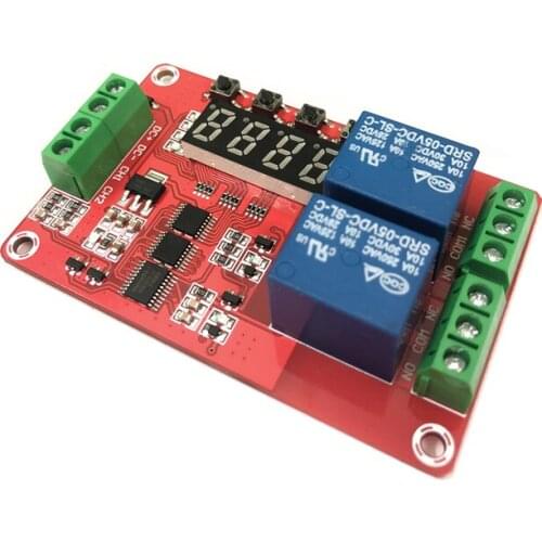 DC 5V/12V 10A 2 Channel Multifunctional Relay Module Cycle Delay Timer Switch Self-Locking Programmable Relay Module /w LED