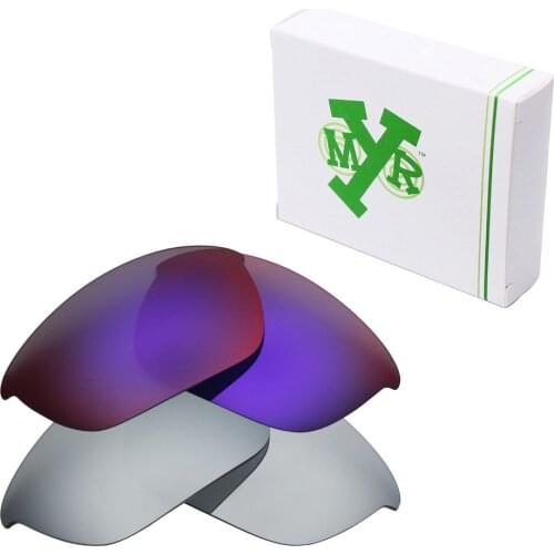 2 Pairs Mryok POLARIZED Replacement Lenses for Oakley Half Jacket 2.0 Sunglasses Silver Titanium & Midnight Sun