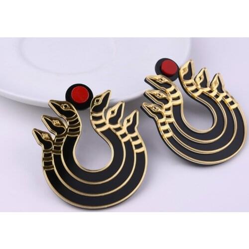 2021 New Acrylic Hyperbole Snake Gold Ethnic Earrings for Wome Personality Fashion Hip Hop Rock Earring Night Club Jewelry