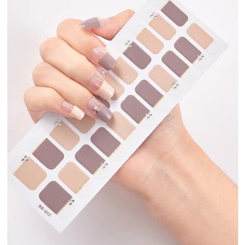 22 Tips/Sheet Pure Solid Color Nail Decoration Fashion Nail Stickers Nail Wraps DIY Decals Plain Stickers Nail Decoration