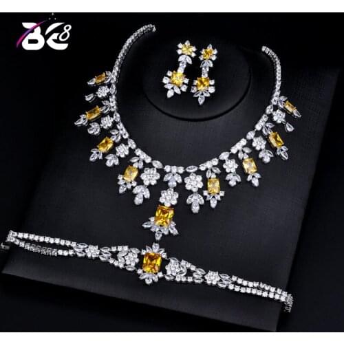 Be 8 Luxury Bridal Wedding Jewelry Sets AAA CZ Classic Design Women 3pc Set Engagement Ceremony and Anniversary bijoux femmeS129