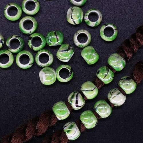 50pcs/lot Green Color Dreadlocks Hair Ring Hair Braid Beads hair braid dread dreadlock Beads cuffs clips approx 6mm hole