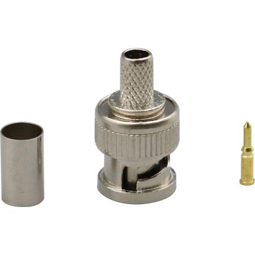 50pcs BNC Male Crimp plug for RG59 Coaxial Cable RG59 BNC Connector BNC male 3-piece crimp connector plugs