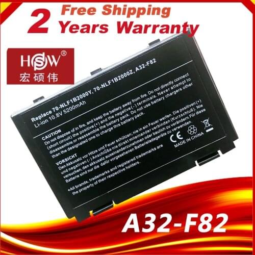 5200mah Laptop Battery for Asus k50in K40 F82 A32 Battery for Laptop F52 K50 K60 L0690L6 A32-F82 k40in k40af k50ij battery