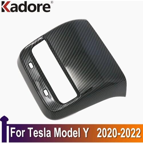 For Tesla Model Y 2020-2022 Interior Accessories Carbon Fiber Central Panel Rear Seat Air Conditional Vent Cover Trim styling
