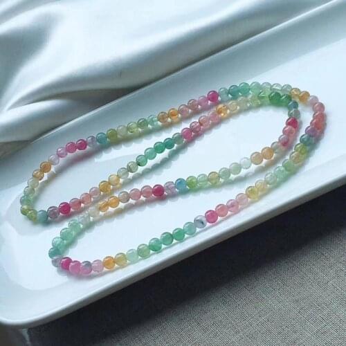 5.2mm Genuine Natural Colorful Tourmaline Quartz 3 Laps Bracelet Clear Beads Women Cat Eye Rare Best Stone AAAAA