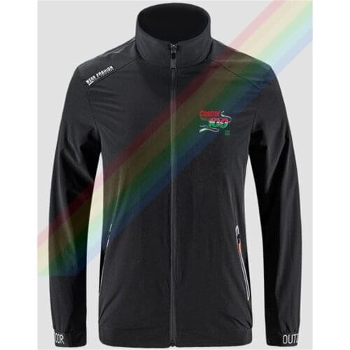 Castrol Wind Like Speed Slim Sport Jacket Mens Outdoor Zippered Comfortable Soft Jacket Mens Casual Front Printing Asian Size