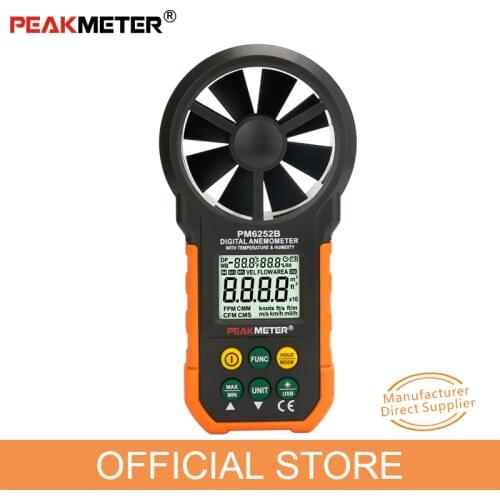 Digital Anemometer Air Temperature Humidity Meter PEAKMETER PM6252B with RH USB Port