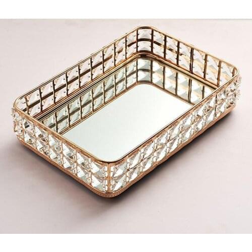 Rhinestone Crystal Vanity Tray - Ornate Decorative Tray Storage Organzier Platters for Perfume, Jewelry and Makeup
