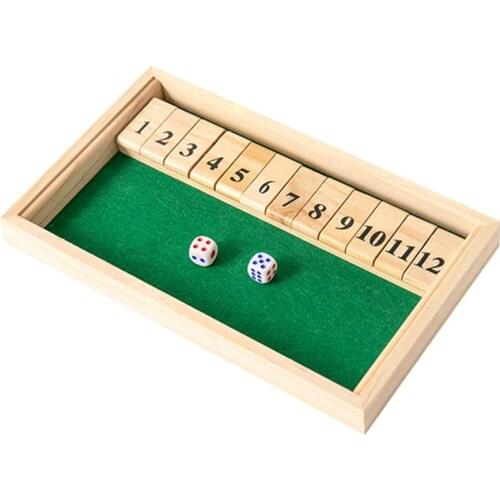 Shut The Box Wooden Mathematic Traditional Pub Board Dice Game Travel 4 Players Family Travel Fun Game Set