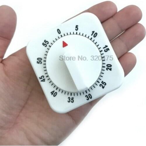 DHL 200pcs 60 Minutes Kitchen Timer Count Down Alarm Reminder White Square Mechanical Timer for Kitchen