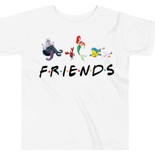 The Little Mermaid T Shirt Cute The Princess and Her Friends Shirt Ursula Flounder Tshirts Kids Summer Clothes Child Girls Tees